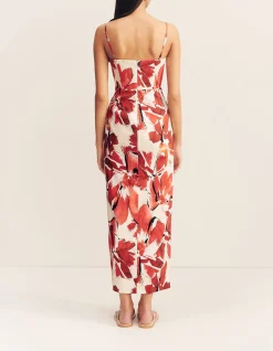 Bustier Draped Midi Dress