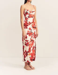 Bustier Draped Midi Dress