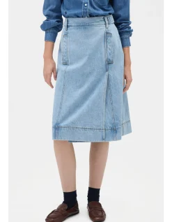Button Detail Denim Skirt