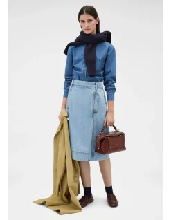Button Detail Denim Skirt