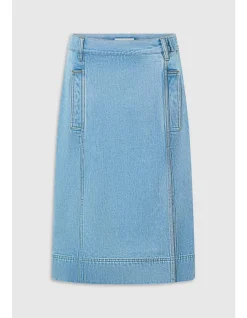Button Detail Denim Skirt