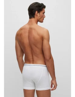 Button-fly cotton trunks with logo waistband