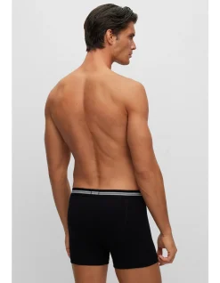 Button-fly cotton trunks with logo waistband