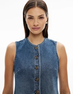 Button Front Denim Dress True Indigo