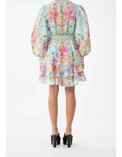 BUTTON FRONT FRILL DRESS