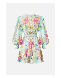BUTTON FRONT FRILL DRESS