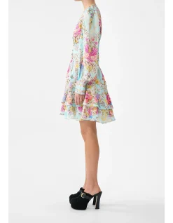BUTTON FRONT FRILL DRESS