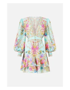 BUTTON FRONT FRILL DRESS