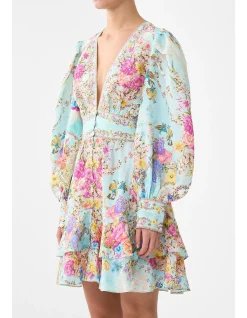 BUTTON FRONT FRILL DRESS