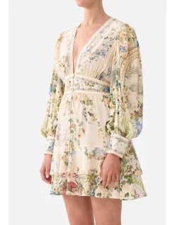 BUTTON FRONT FRILL DRESS