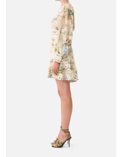 BUTTON FRONT FRILL DRESS