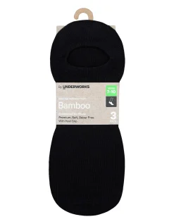 BY UNDERWORKS MENS CUSHIONED NO SHOW SOCK WITH BAMBOO 3 PACK