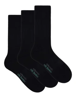 BY UNDERWORKS MENS CUSHIONED CREW WITH BAMBOO 3 PACK, BLACK