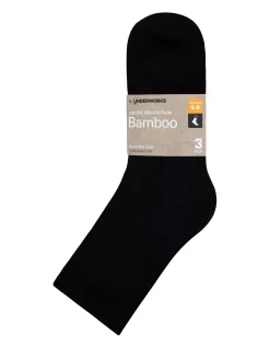 BY UNDERWORKS WOMENS BAMBOO SPORT CUSHIONED MID CREW SOCK 3 PACK