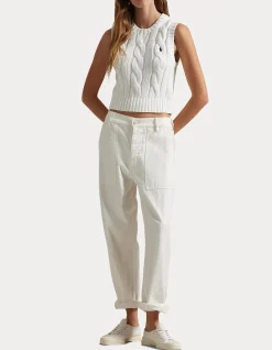 CABLE-KNIT COTTON CROPPED VEST