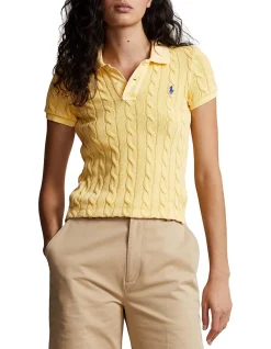 CABLE-KNIT POLO SHIRT