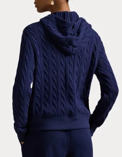 CABLE-KNIT COTTON FULL-ZIP HOODIE