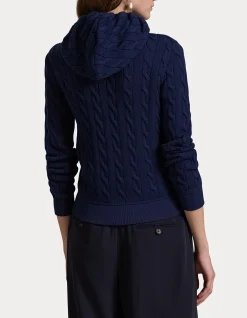 CABLE-KNIT COTTON FULL-ZIP HOODIE