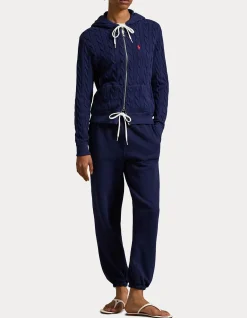 CABLE-KNIT COTTON FULL-ZIP HOODIE