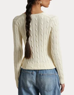 CABLE-KNIT COTTON V-NECK SWEATER