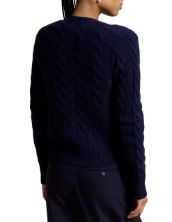 CABLE-KNIT WOOL-CASHMERE CARDIGAN