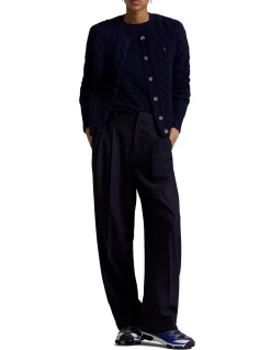 CABLE-KNIT WOOL-CASHMERE CARDIGAN