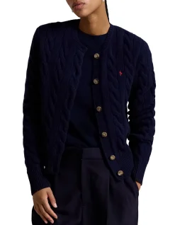 CABLE-KNIT WOOL-CASHMERE CARDIGAN