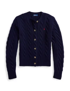 CABLE-KNIT WOOL-CASHMERE CARDIGAN