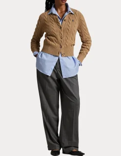 CABLE-KNIT WOOL-CASHMERE CARDIGAN