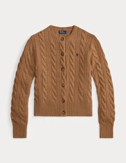 CABLE-KNIT WOOL-CASHMERE CARDIGAN
