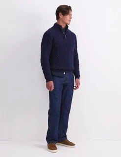 CABLE QUARTER KNIT ZIP