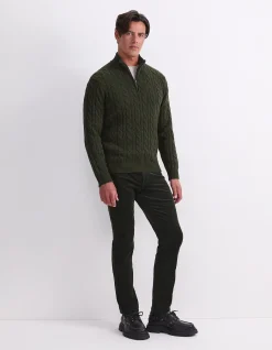 CABLE QUARTER KNIT ZIP