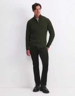 CABLE QUARTER KNIT ZIP