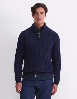CABLE QUARTER KNIT ZIP