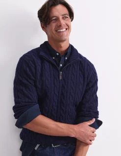 CABLE QUARTER KNIT ZIP