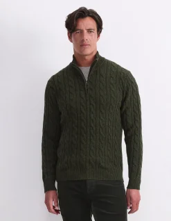 CABLE QUARTER KNIT ZIP