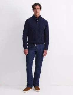 CABLE QUARTER KNIT ZIP