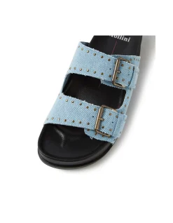 Cafe Mo Studded Denim Slide Sandals