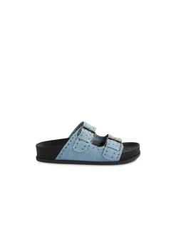 Cafe Mo Studded Denim Slide Sandals