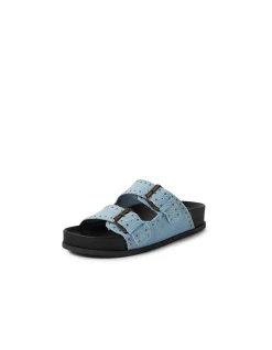 Cafe Mo Studded Denim Slide Sandals