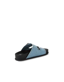 Cafe Mo Studded Denim Slide Sandals
