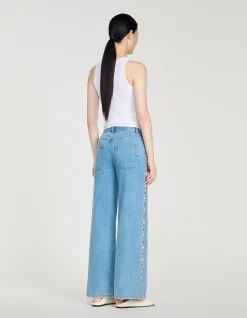 Calix Rhinestone Trim High Rise Wide Leg Jeans