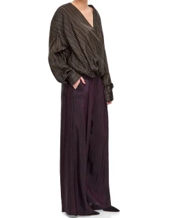 CAMIEL COLLARLESS LS DRAPED BLOUSE