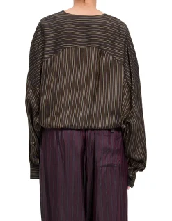 CAMIEL COLLARLESS LS DRAPED BLOUSE