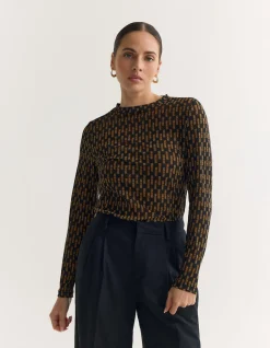 CAMILLA PRINTED MESH TOP