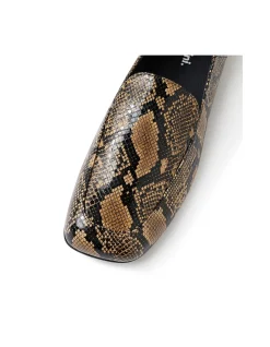 CAMMIE MO Snake Embossed Leather Loafers