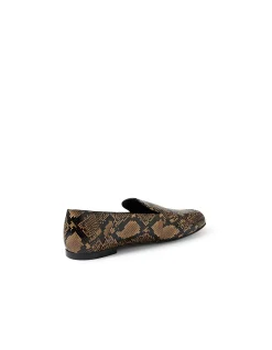 CAMMIE MO Snake Embossed Leather Loafers