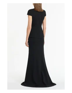 Cap Sleeve Tie Waist Crepe Evening Top