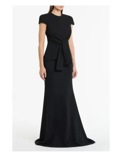 Cap Sleeve Tie Waist Crepe Evening Top