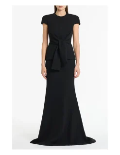 Cap Sleeve Tie Waist Crepe Evening Top